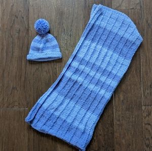 Newborn coming home baby blanket and hat set (Hand-knit)